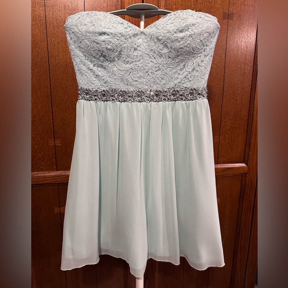 Hoco Dress | Lace and Chiffon short dress with embellishments on waistband